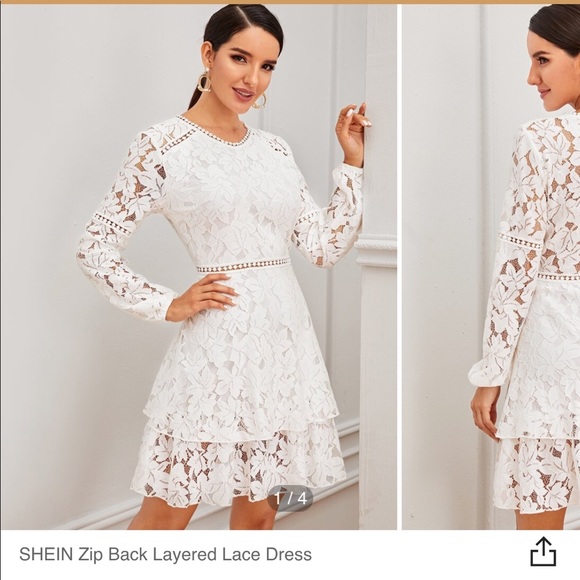 SHEIN Dresses & Skirts - White lace layered dress